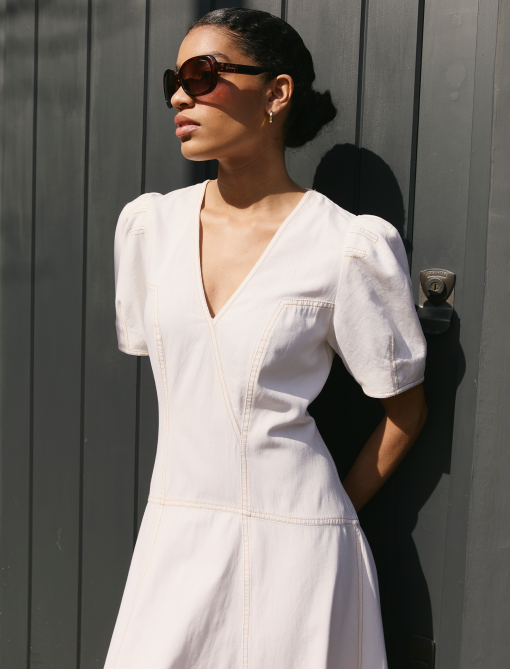Robin Denim Maxi Dress - White：圖片 2