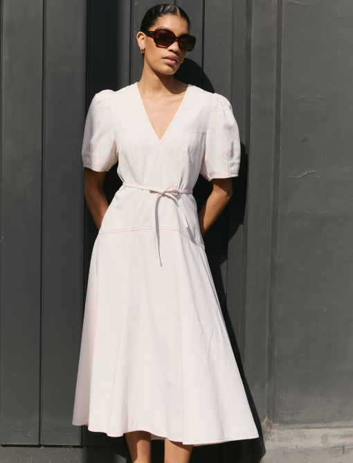 Robin Denim Maxi Dress - White：圖片 4