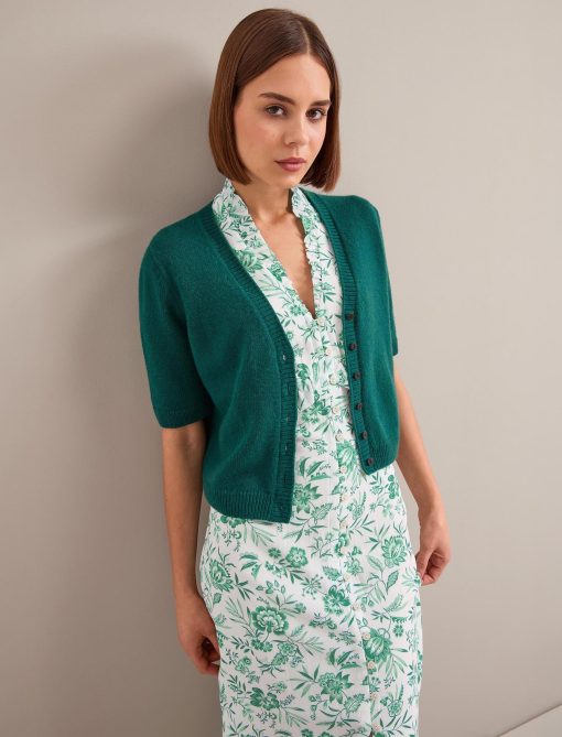 Liliana Cotton Blend Maxi Dress - Green Palm Floral Print：圖片 3