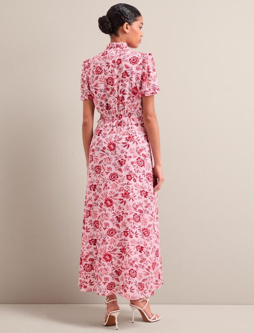 Liliana Cotton Blend Maxi Dress - Pink Palm Floral Print：圖片 8