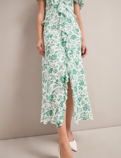 Vivienne Cotton Blend Maxi Dress - Green Palm Floral Print：圖片 7