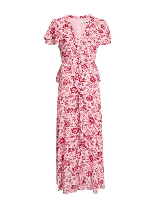 Vivienne Cotton Blend Maxi Dress - Pink Palm Floral Print：圖片 7
