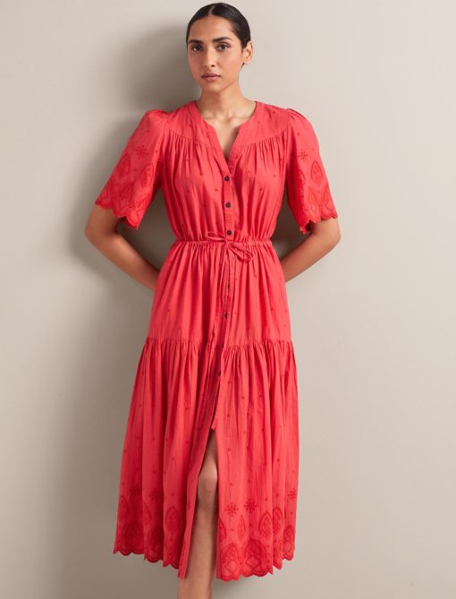 Nicole Organic Cotton Maxi Dress - Coral：圖片 6