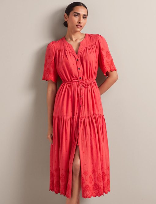 Nicole Organic Cotton Maxi Dress - Coral：圖片 8