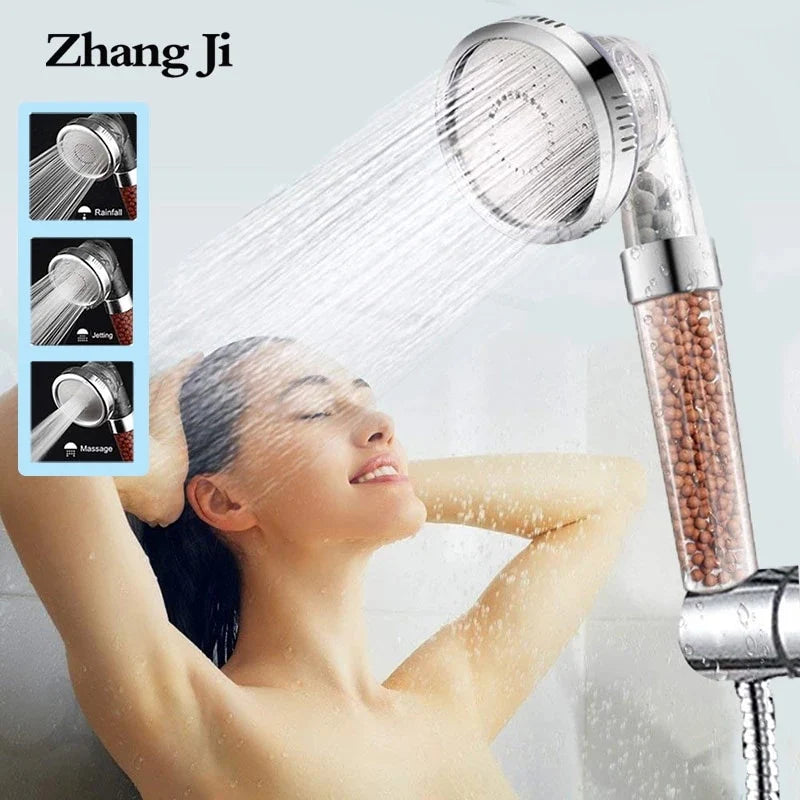 3 Modes Bath Shower Adjustable Jetting Shower Head High Pressure Saving Water Bathroom Anion Filter Shower SPA Nozzle:圖片 2